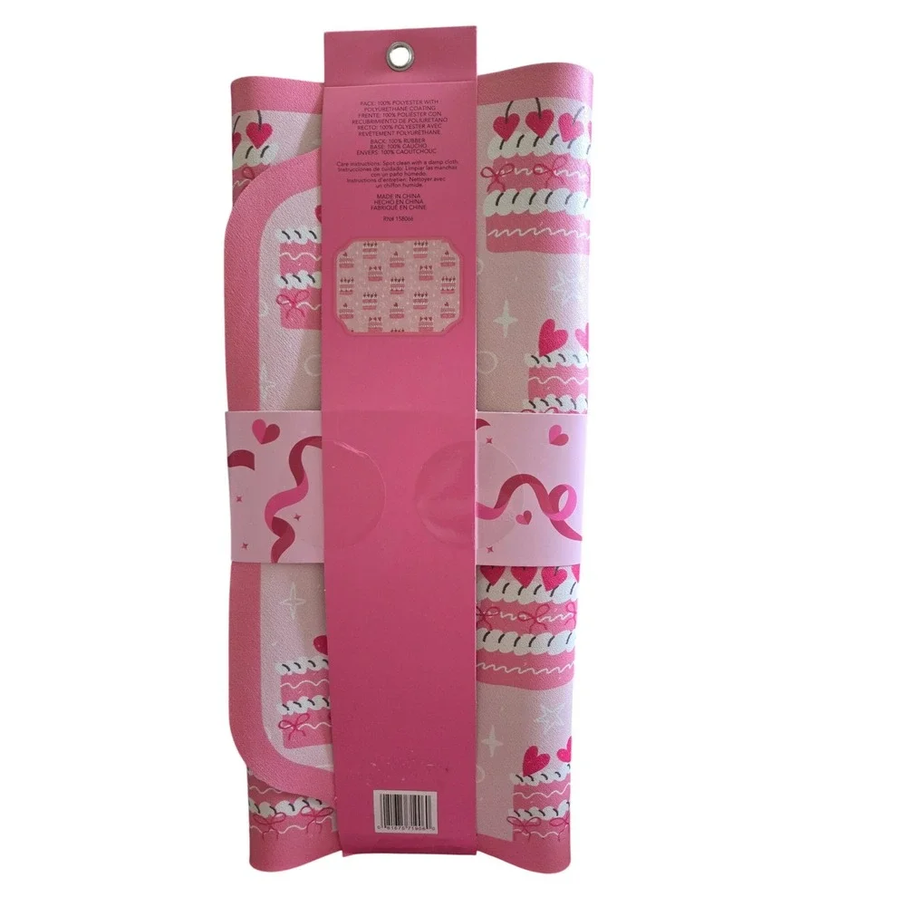 Watershed Quick-Dry Dish Mat Pink Cake Heart Cherry Ultra-Absorbent 15x20 NEW